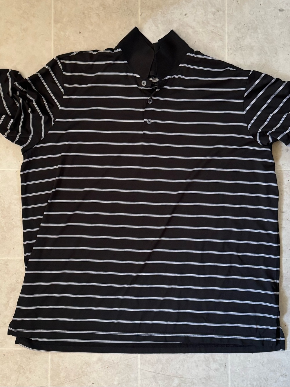 adidas Black Polo with Horizontal Stripes black white polo men’s collared shirt